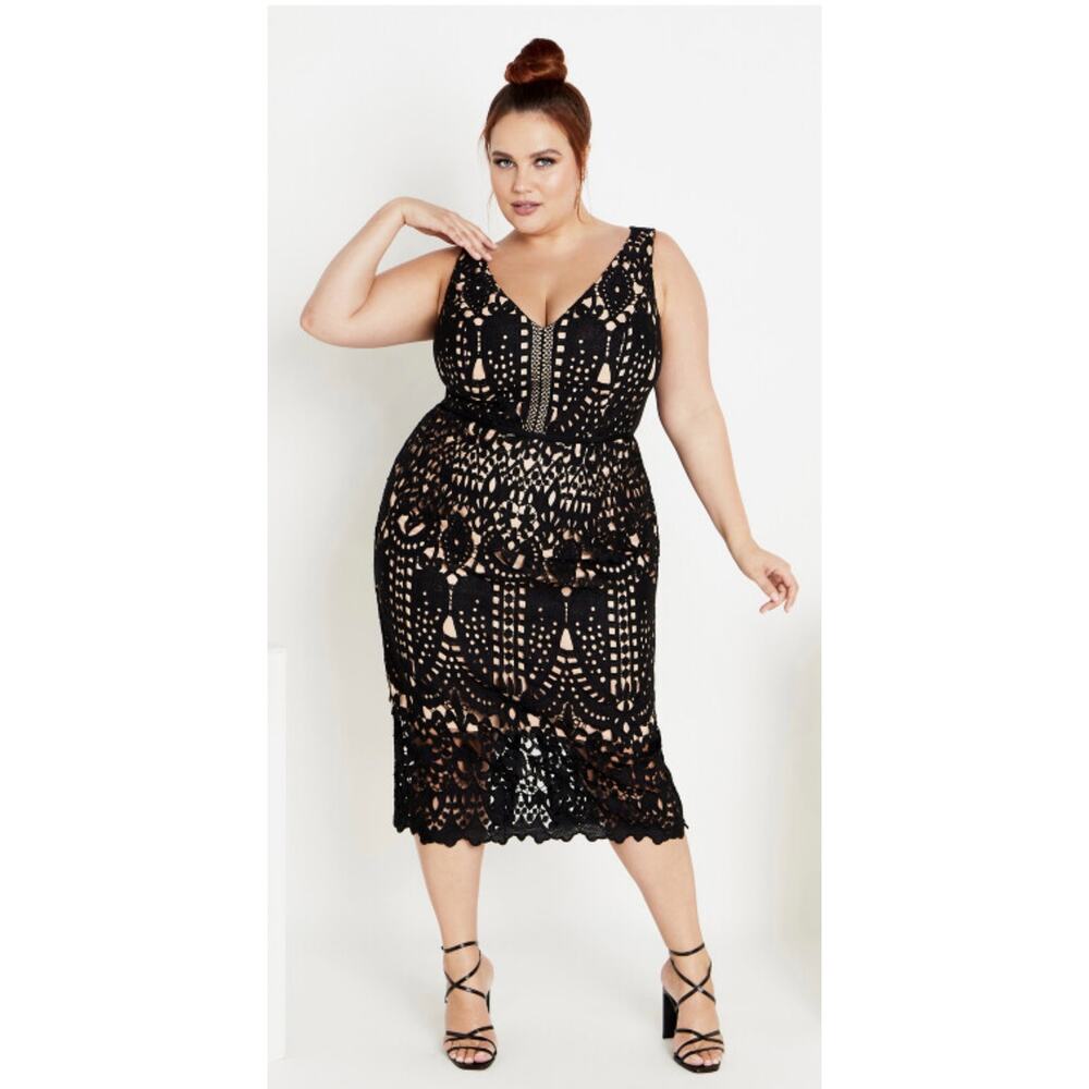 City Chic Black Lace Midi Dress